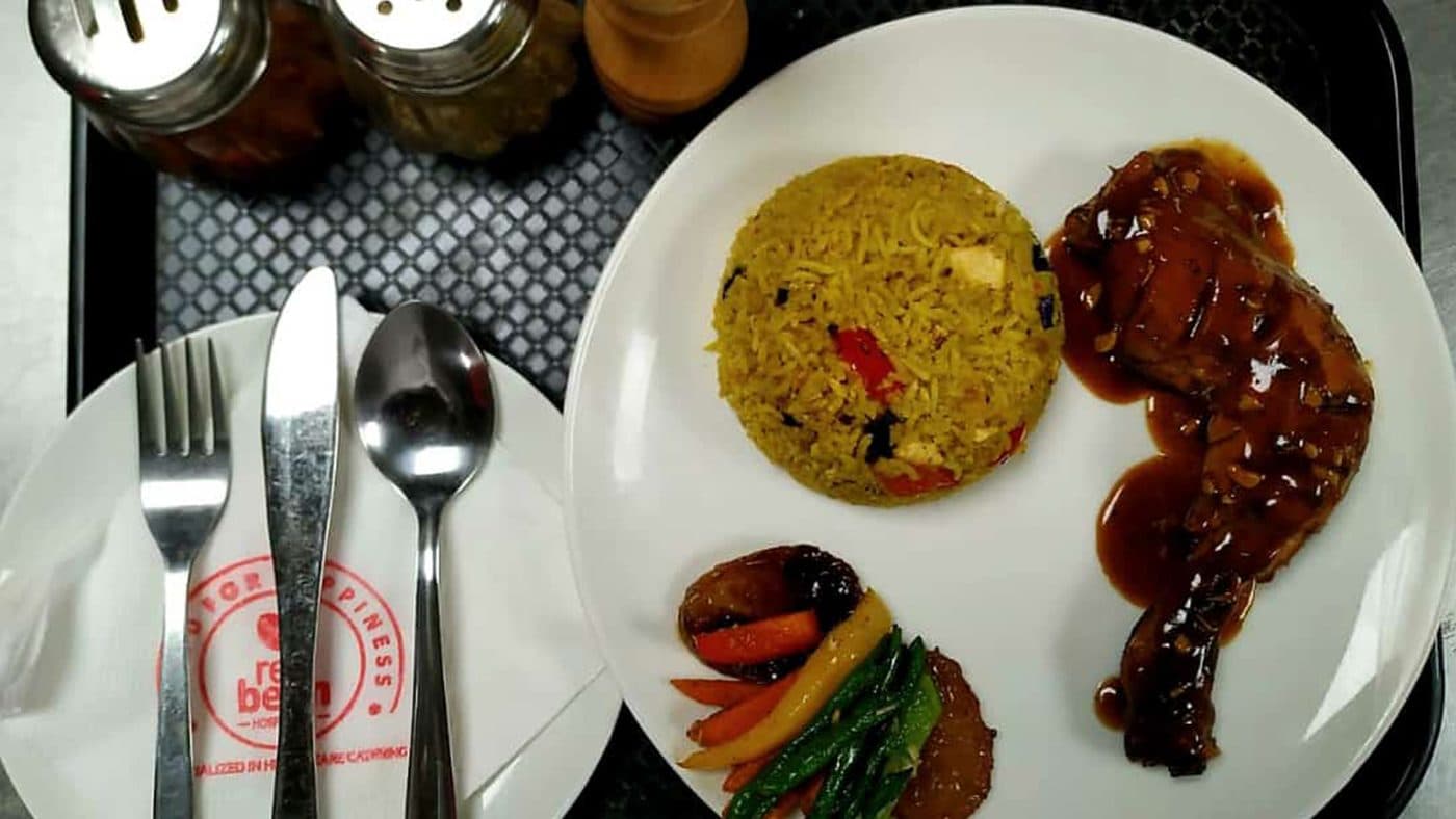 Freshly plated Red Bean Hospitality meal, 33